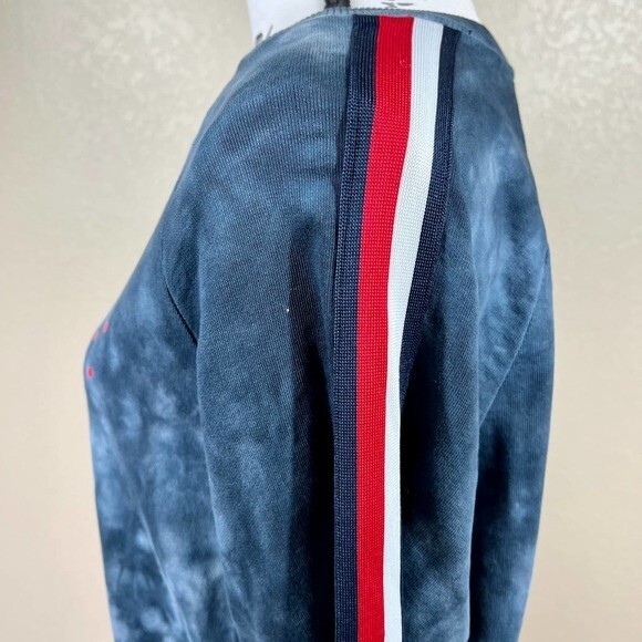 Tommy Hilfiger Blue Tie Dye Red Heart Side Stripe Sweatshirt Dress size L baddie - Picture 15 of 16